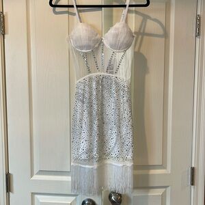 12th Tribe Keely white embellished mini dress. Size Small